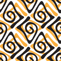 Vector seamless pattern with smooth curls.Modern stylish abstract texture