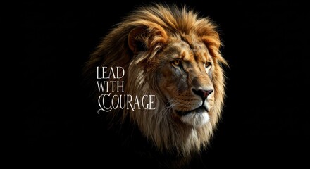 Majestic Lion Head: Lead With Courage - Powerful lion portrait symbolizing courage, leadership, strength, , and confidence. A majestic perfect for motivational posters and leadership branding