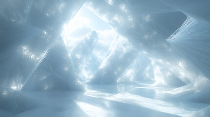 Crystal Ice Chamber with Geometric Light Patterns
