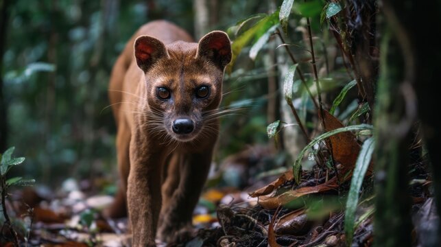 Fossa in Madagascar Rainforest