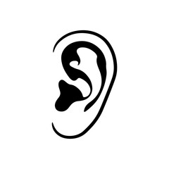 Human ear outline silhouette vector flat illustration design.
