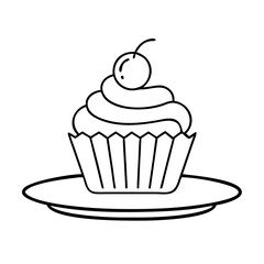 cupcake on plate icon, cupcake on plate vector illustration-simple illustration of cupcake on plate, perfect for cupcake on plate logos and icons
