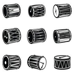 Drum Silhouette Vector, vibrant percussion musical silhouette Vector illustration, Minimal Drum Clipart for Cricut, Print and Illustration