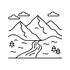 mountain stream icon, mountain stream vector illustration-simple illustration of mountain stream, perfect for mountain stream logos and icons