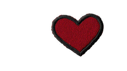 Fototapeta premium A vibrant red embroidered heart patch on a textured black background. ideal for fashion or craft projects. evoking themes of love and creativity