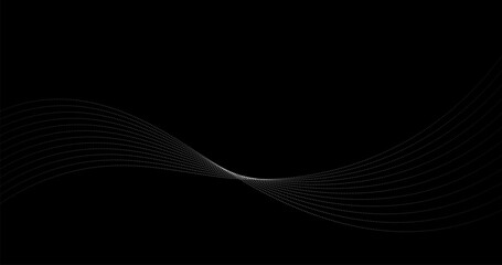 black Abstract background with dynamic waves of particle dots . Vector illustration
