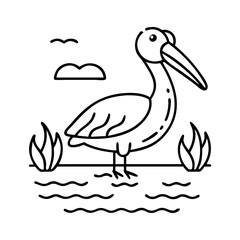pelican by the water icon, pelican by the water vector illustration-simple illustration of pelican by the water, perfect for pelican by the water logos and icons