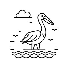 pelican by the water icon, pelican by the water vector illustration-simple illustration of pelican by the water, perfect for pelican by the water logos and icons