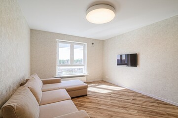standard interior apartment. living room with sofa