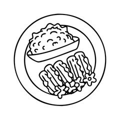 plate of ribs and coleslaw icon, plate of ribs and coleslaw vector illustration-simple illustration of plate of ribs and coleslaw, perfect for plate of ribs and coleslaw logos and icons
