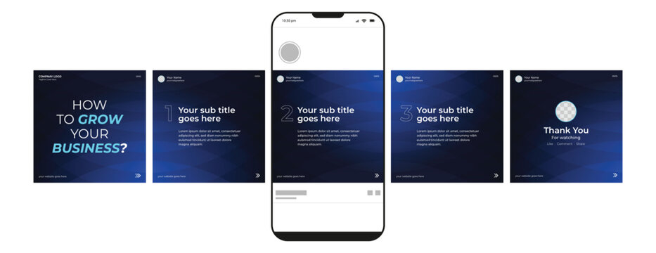 Linkedin carousel post design, Editable social media Instagram carousel post, Most engaging business carousel post, Template eps 10.