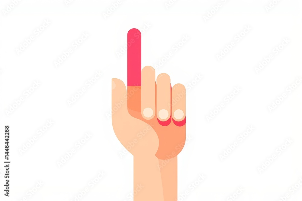Poster minimalist hand pointing upwards with simple color palette