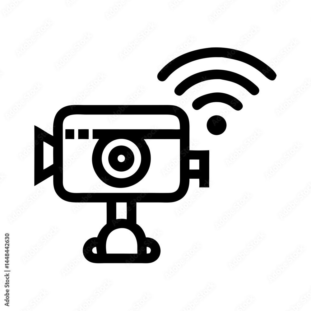 Poster AI-Powered Surveillance Camera with Signal Icon Representing Intelligent Security and Monitoring