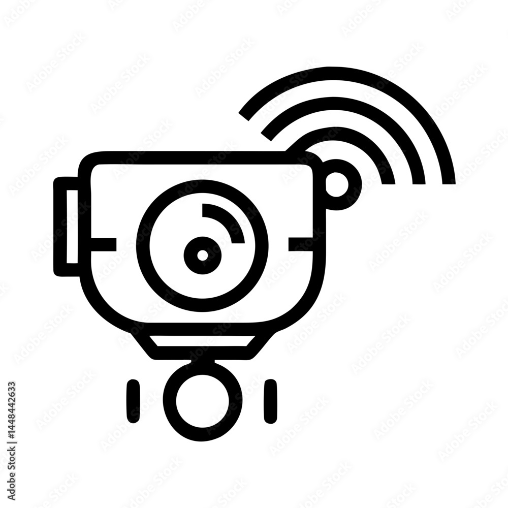 Leinwandbilder ai-powered surveillance camera with signal icon representing intelligent security and monitoring