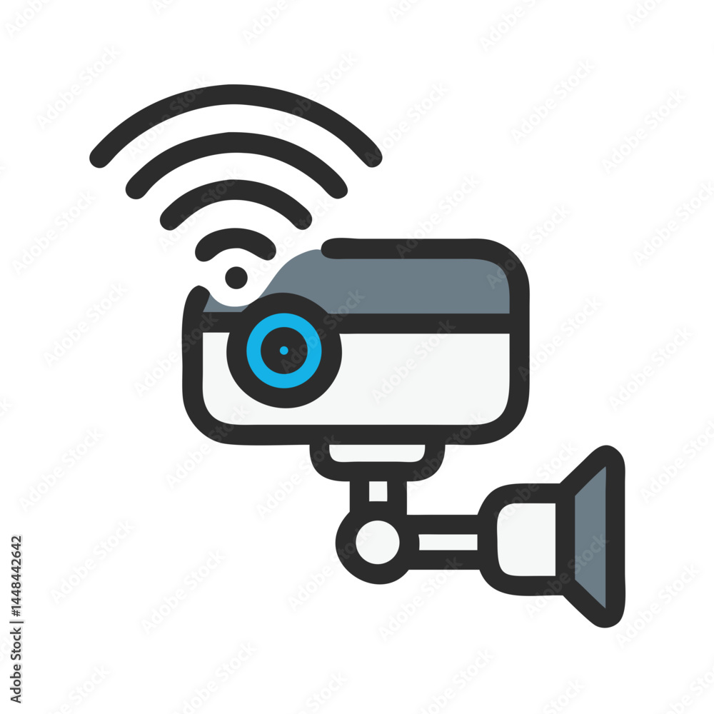 Poster AI-Powered Surveillance Camera with Signal Icon Representing Intelligent Security and Monitoring
