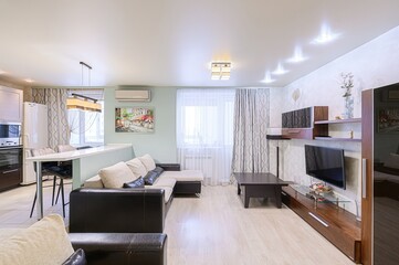 standard interior apartment. living room with sofa