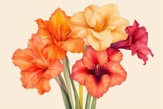 A colorful bouquet of  vibrant amaryllis blossoms.