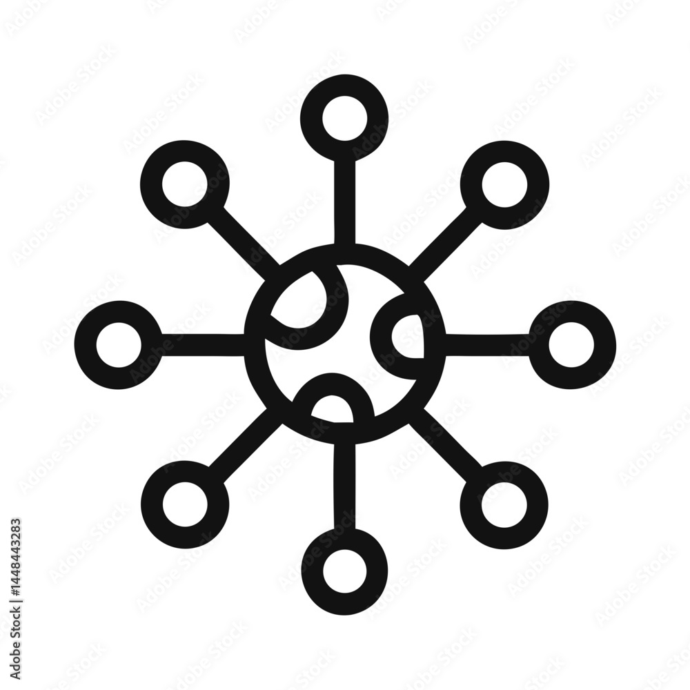 Poster Central Node with Connections Icon Representing Neural Network and Cognitive Processing