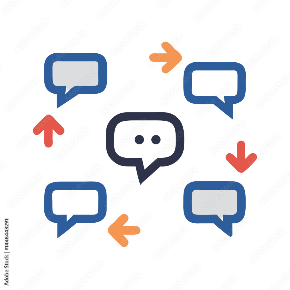 Aufkleber Chat Bubbles with Arrows Icon Representing Strategic Communication and Information Flow