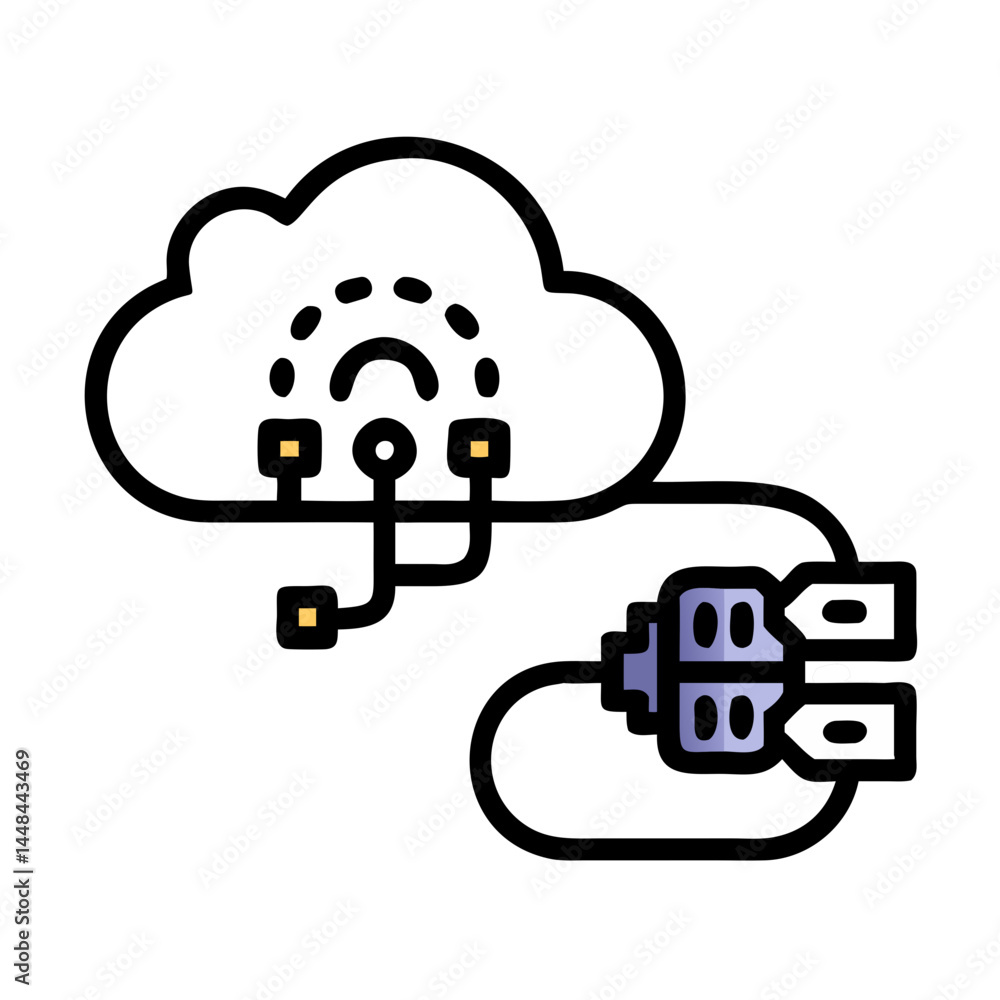 Fototapete cloud connected to cable icon representing ai data synchronization and cloud connectivity