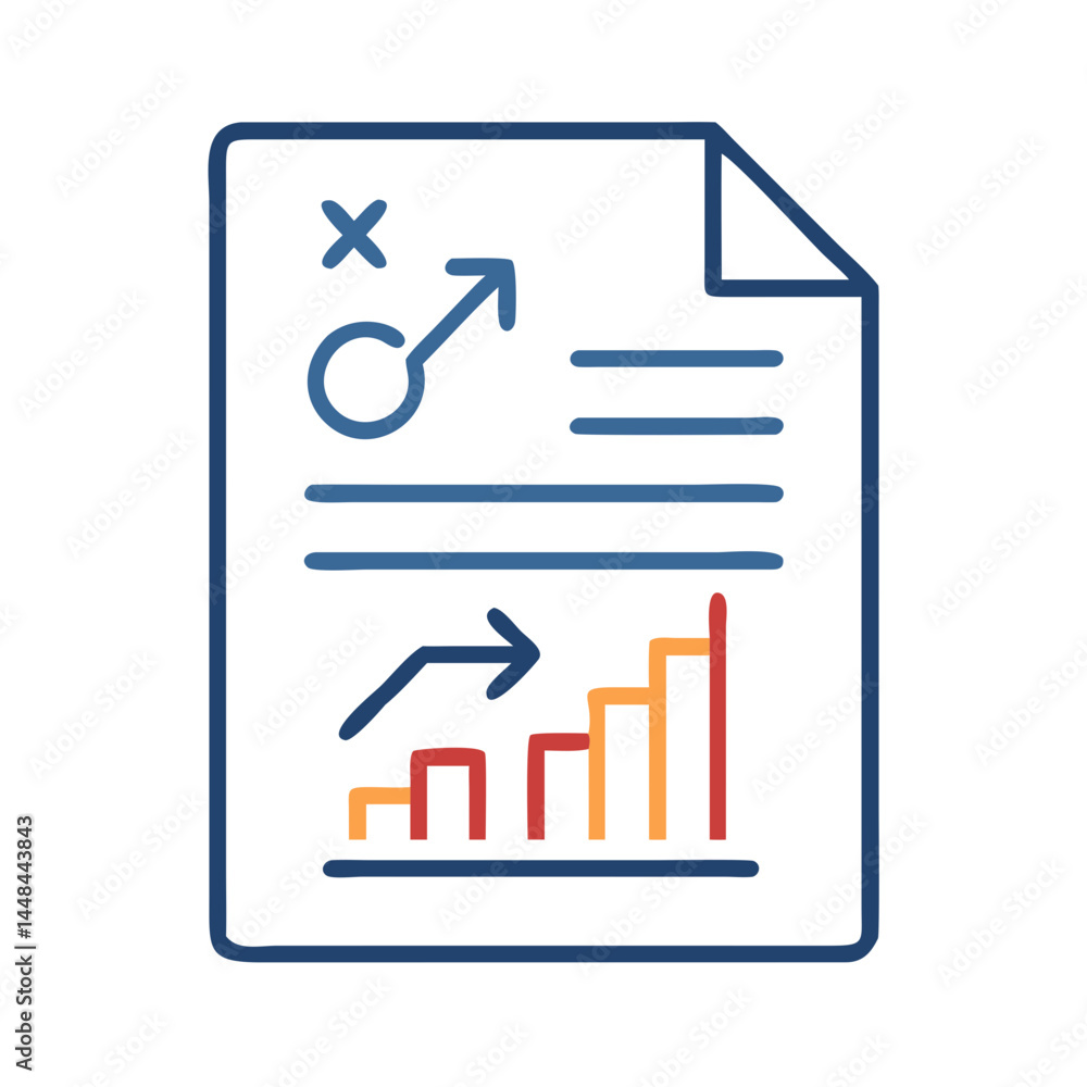 Poster document with chart icon representing strategic report and business analysis