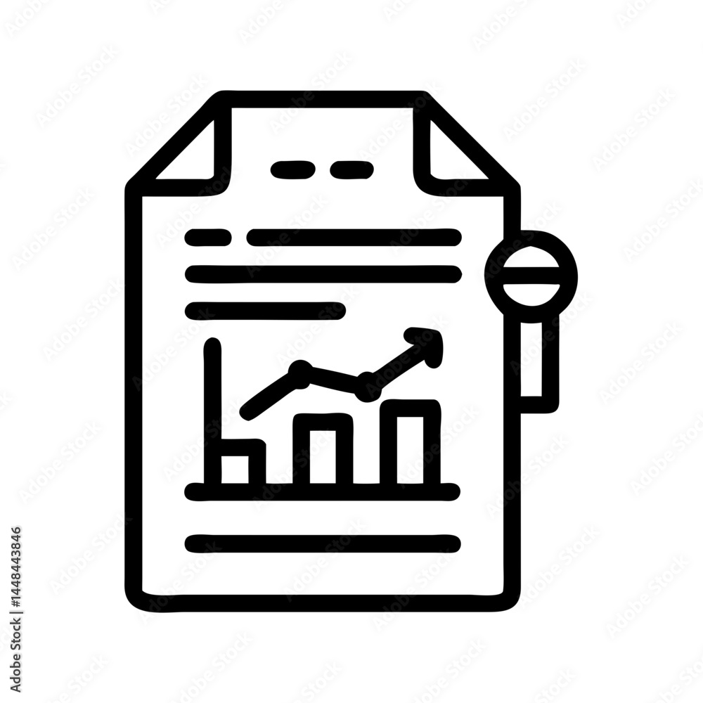 Aufkleber document with chart icon representing strategic report and business analysis