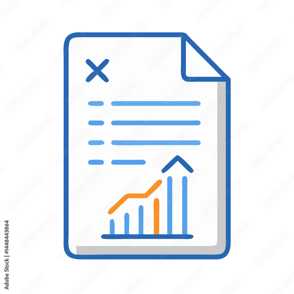 Poster document with chart icon representing strategic report and business analysis
