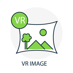 VR Image – Digital Landscape Representing Virtual Environment Visualization with editable stroke