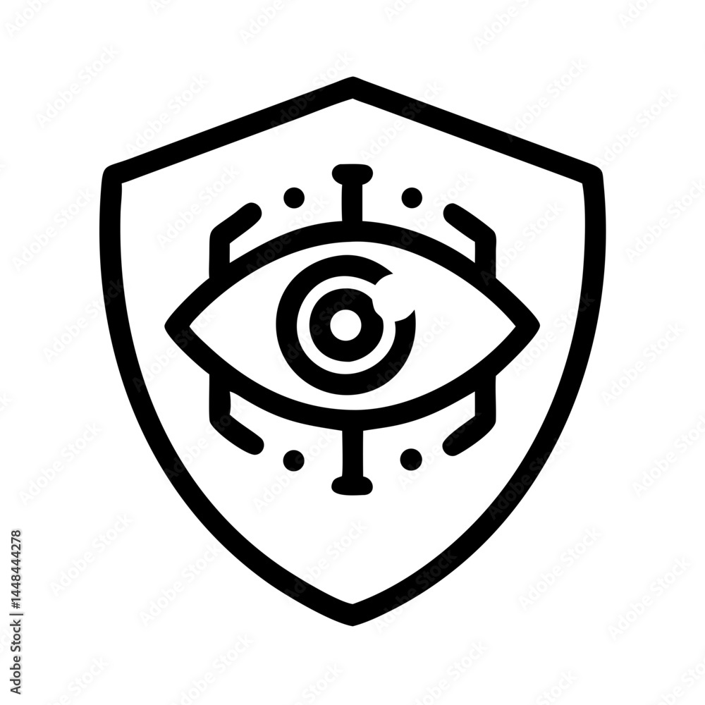 Aufkleber Eye Inside Shield Icon Representing AI Surveillance and Security Monitoring