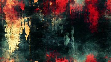 Abstract painting with bold color combinations and brushstrokes.