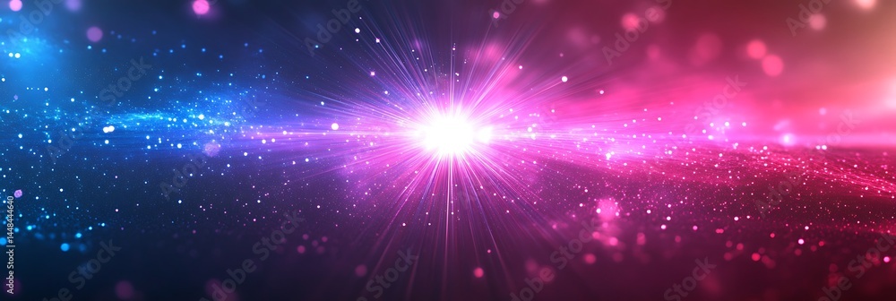 Poster celestial symphony: a captivating digital composition depicts a luminous cosmic event, featuring rad