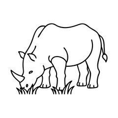 rhino grazing icon, rhino grazing vector illustration-simple illustration of rhino grazing, perfect for rhino grazing logos and icons