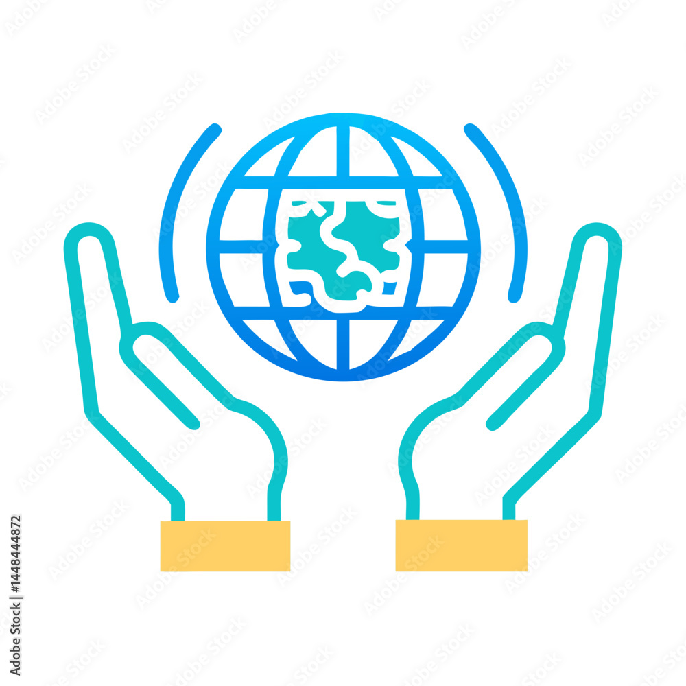 Aufkleber hands holding globe icon representing global ai responsibility and ethical technology