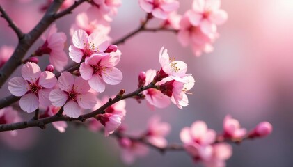 Obraz premium Delicate pink sakura blossoms, intricate branch pattern , pink background, design background, flower pattern