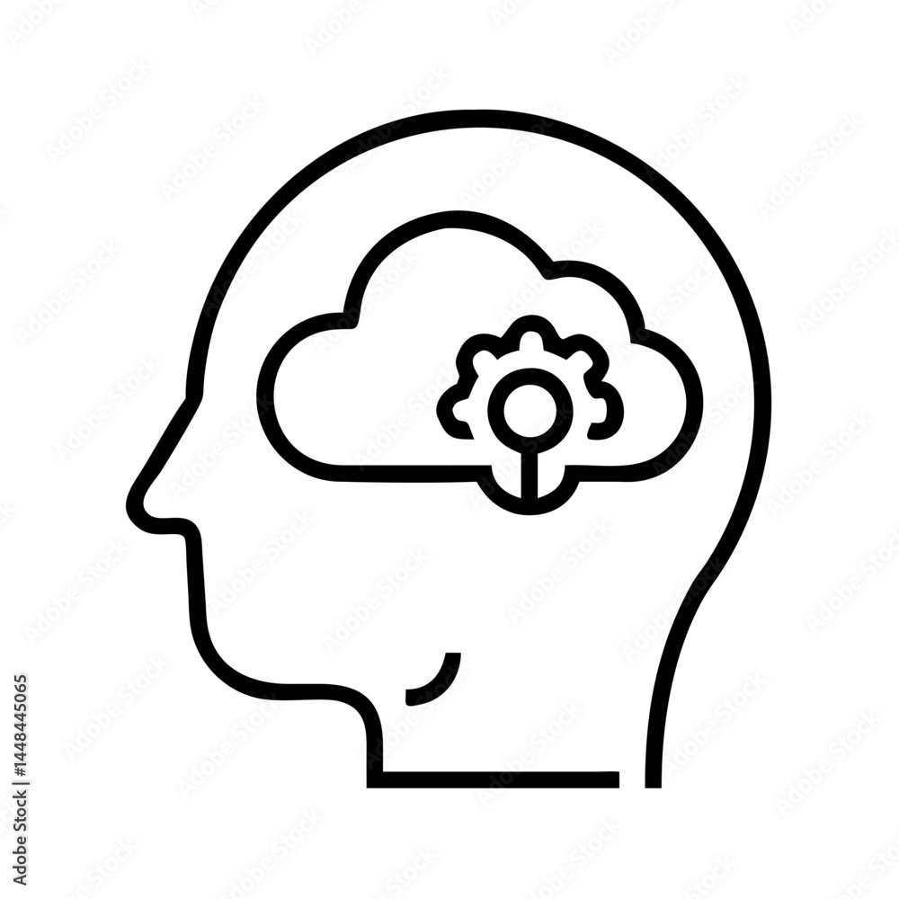 Leinwandbilder human head with cloud symbol icon representing ai cloud computing and intelligent data storage