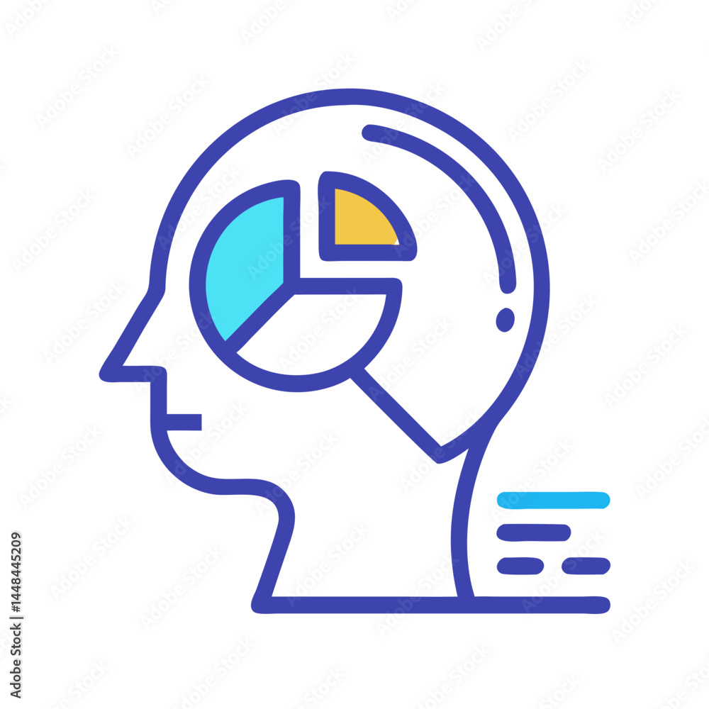 Poster Human Head with Pie Chart Icon Representing AI Data Processing and Analytical Intelligence
