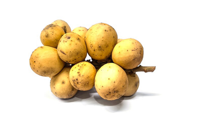 Longkong on white background. Fruit in Thailand.