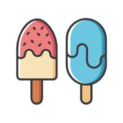 Ice Cream and Popsicle Icon Representing Summer Dessert and Frozen Treats