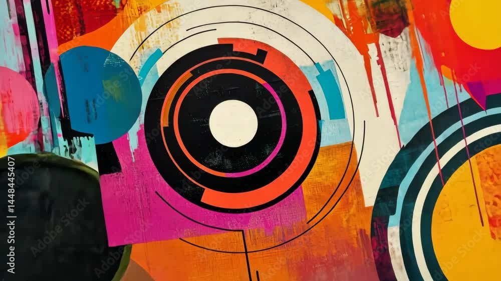 Aufkleber vibrant abstract art with dynamic geometric patterns and bold colors