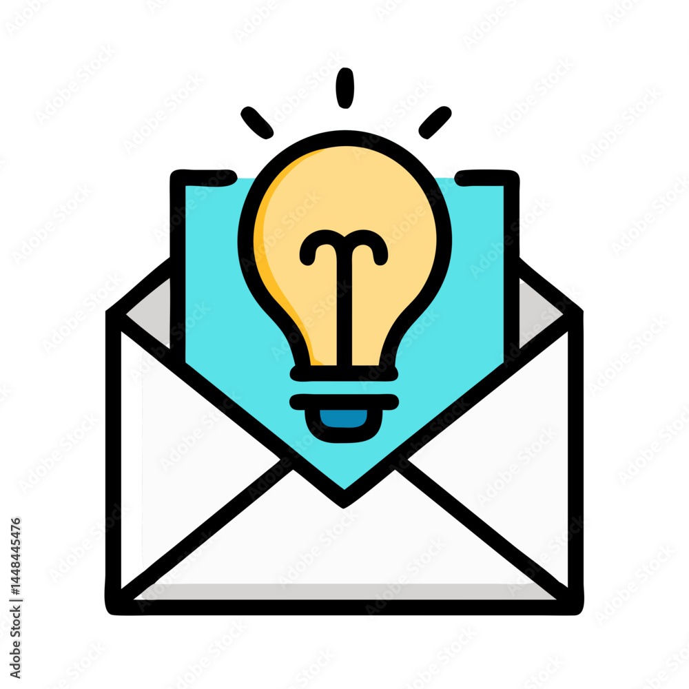 Aufkleber Light Bulb in Envelope Icon Representing Business Idea and Innovative Communication