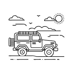 safari jeep on dirt road icon, safari jeep on dirt road vector illustration-simple illustration of safari jeep on dirt road, perfect for safari jeep on dirt road logos and icons © Saedul