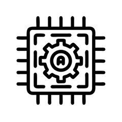 Obraz premium Microchip Circuit with Gear Icon Representing AI Integration and Intelligent Automation