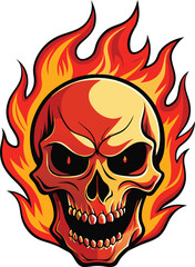 Flaming skull Vector 