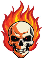Flaming skull Vector 