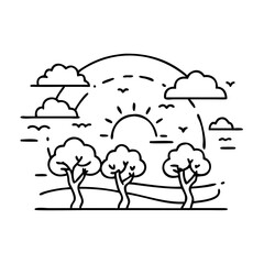 safari sunrise icon, safari sunrise vector illustration-simple illustration of safari sunrise, perfect for safari sunrise logos and icons