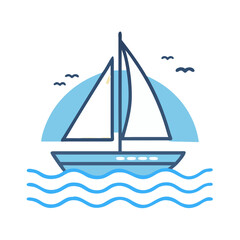 Fototapeta premium Sailboat on Water Icon Representing Wind-Powered Travel and Nautical Adventure