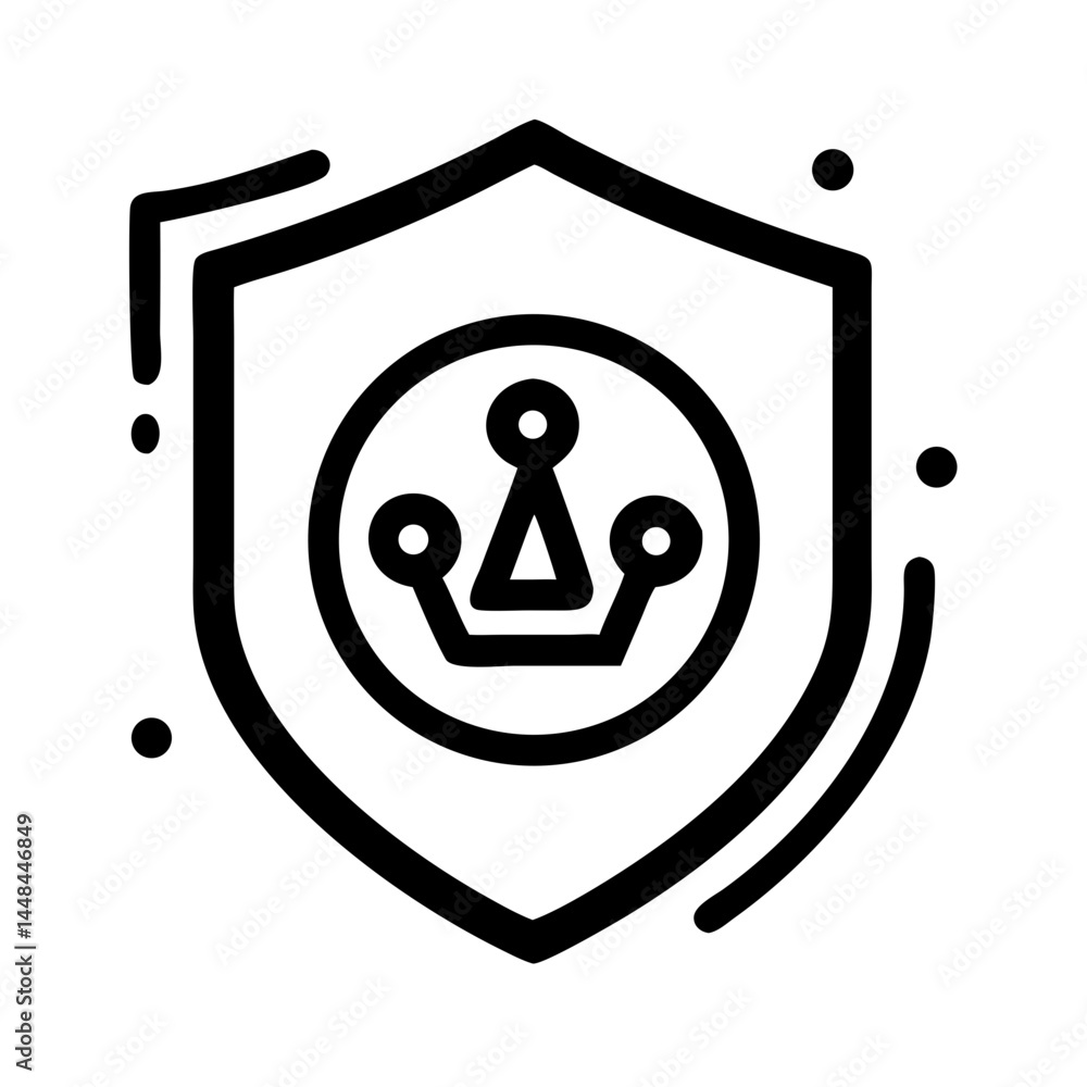 Aufkleber shield with power symbol icon representing ai security and digital protection