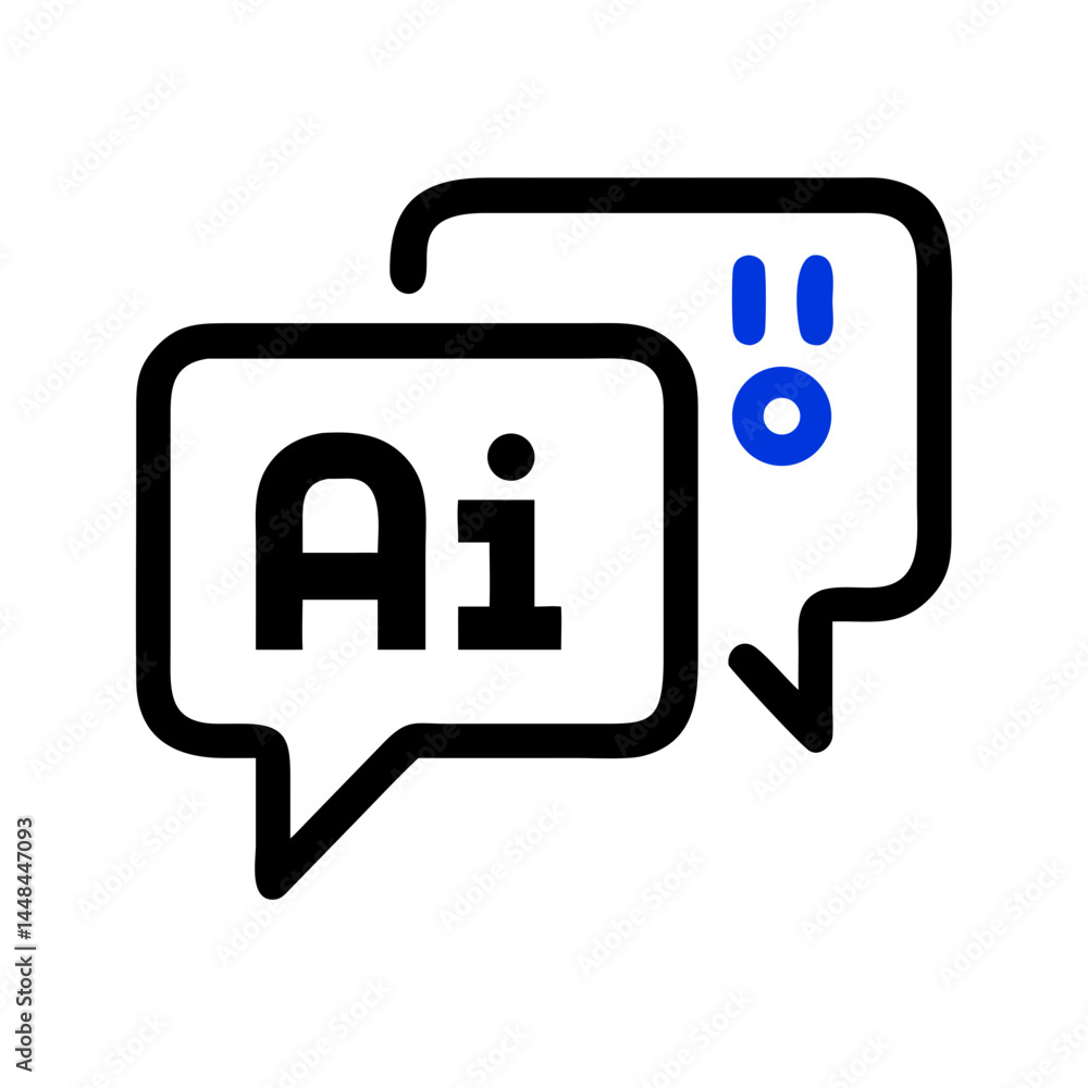 Poster Speech Bubble with Robot Face Icon Representing AI Chatbot Communication