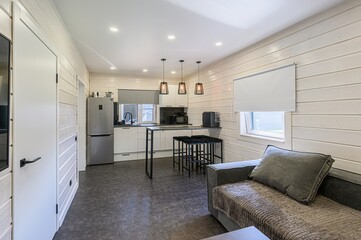 standard interior apartment. living room with sofa