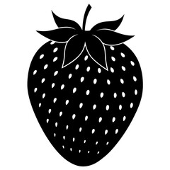 Food strawberry silhouette vector illustrator 